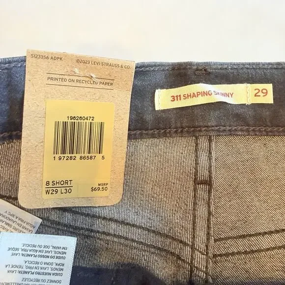 LEVI'S Women's Black 311 Shaping Skinny Jeans Size 8 short 29Wx30L NWT - Picture 6 of 9